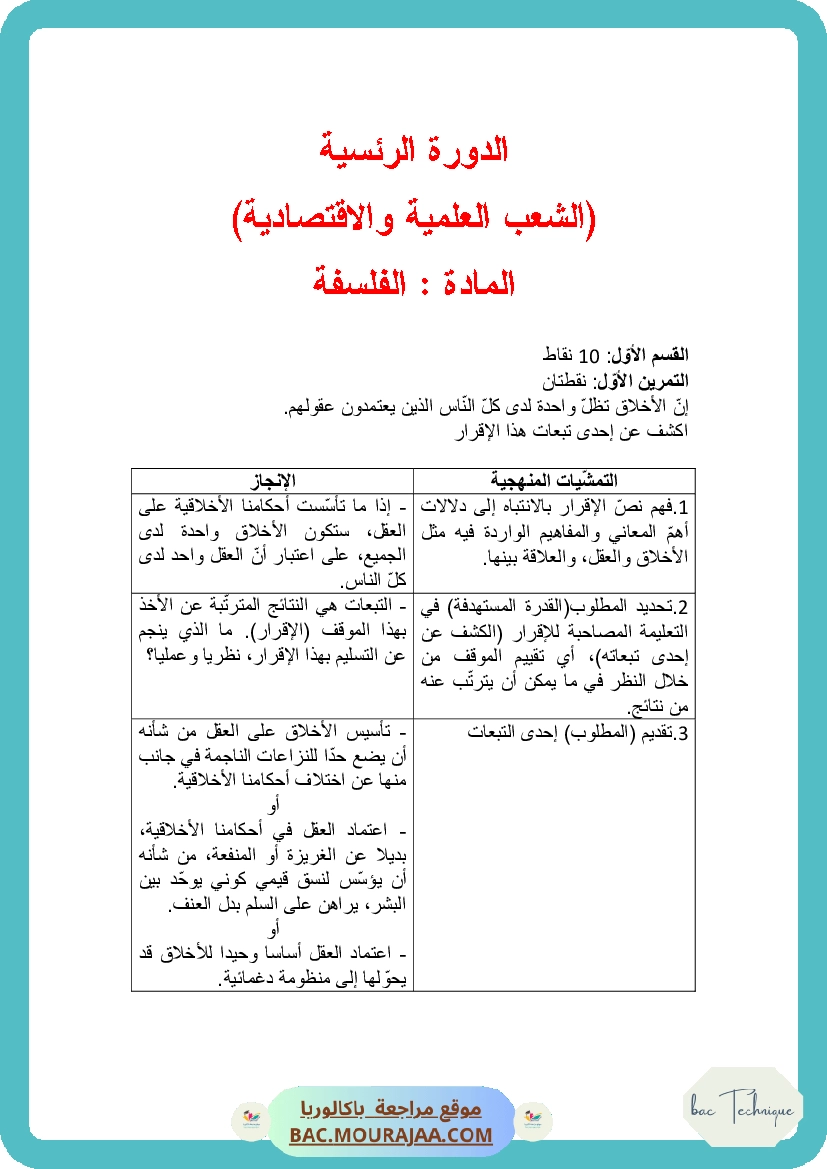 Corrigé principale philo Bac 2012 – Section technique